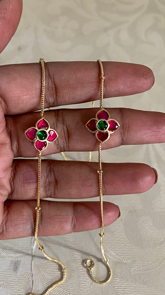 Jadau Kundan Floral Anklets | Antique Jadau Payal | Traditional Jewelry In USA