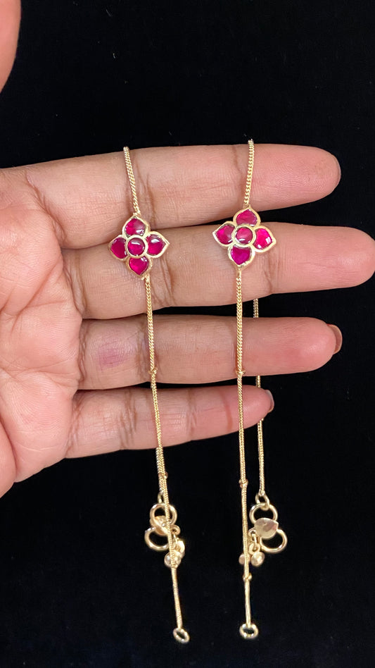 Jadau Kundan Floral Anklets | Antique Jadau Payal | Traditional Jewelry In USA