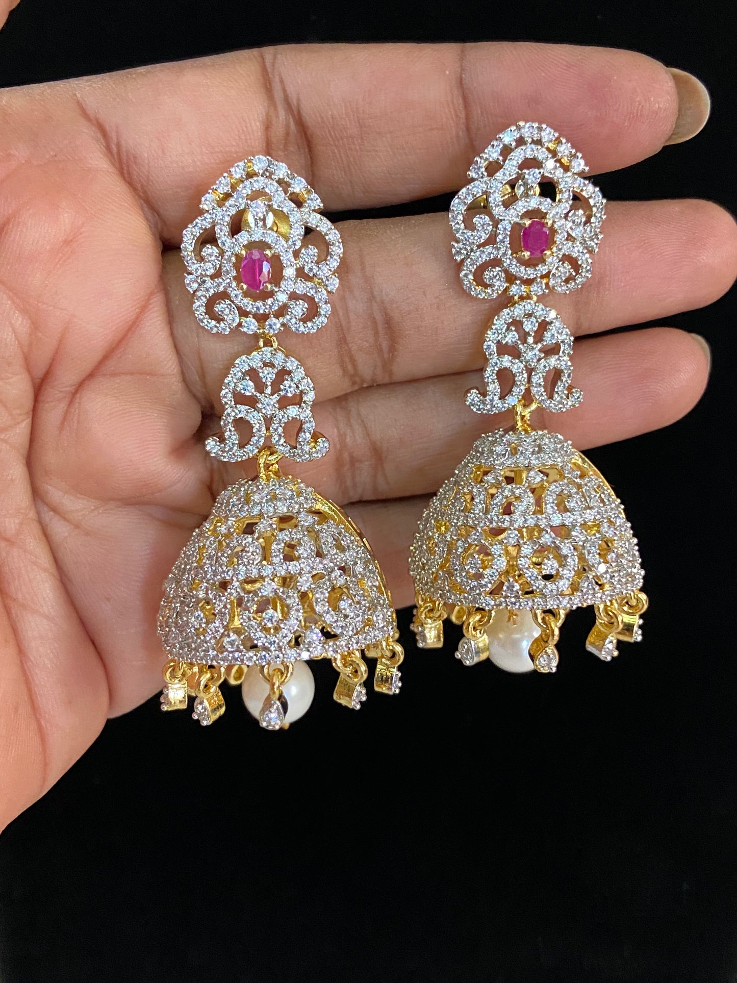 CZ Jumki Earrings | Indian jewelry in USA