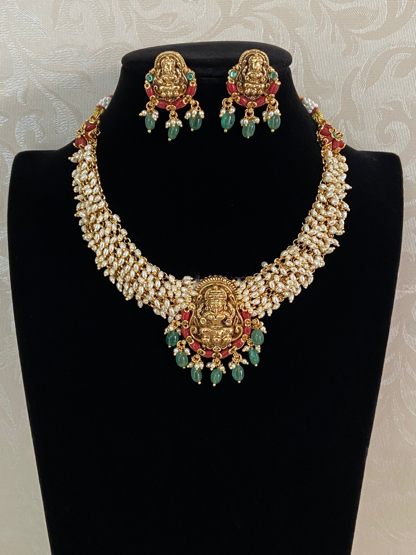 Lakshmi Pendant  Pearl Necklace Set | Indian Jewelry In USA