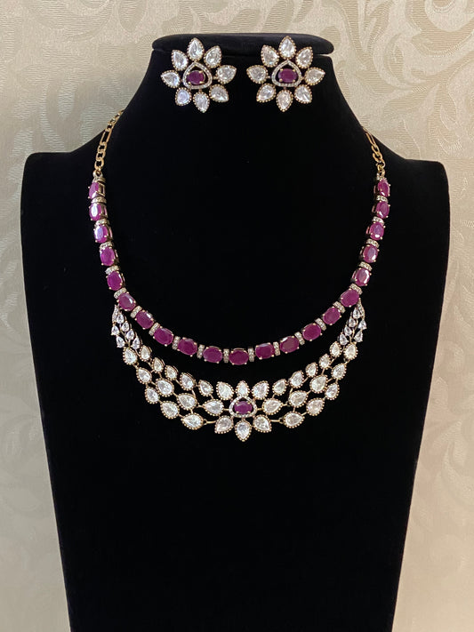 Moissonite & Ruby Necklace | Statement necklace