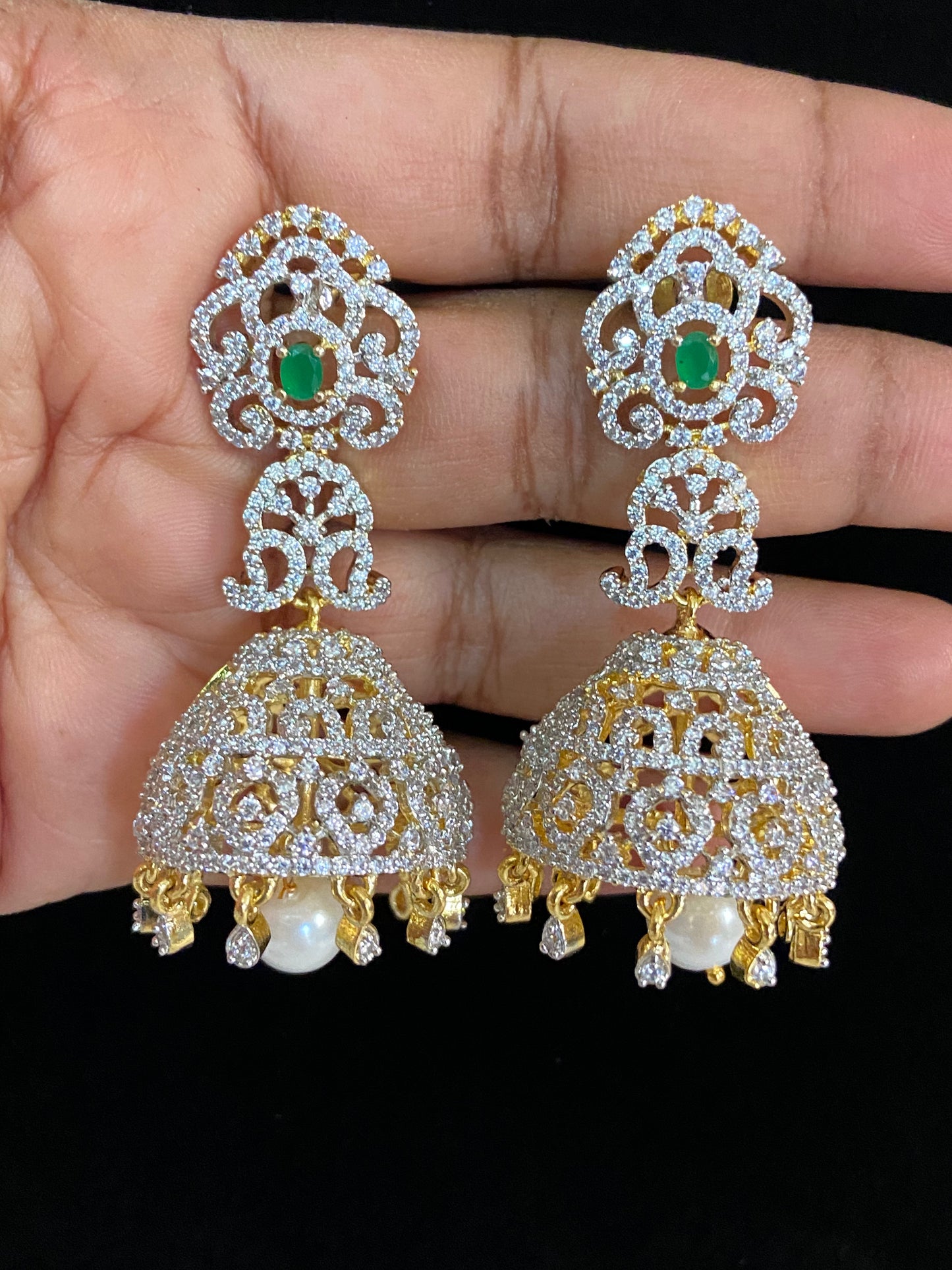 CZ Jumki Earrings | Indian jewelry in USA