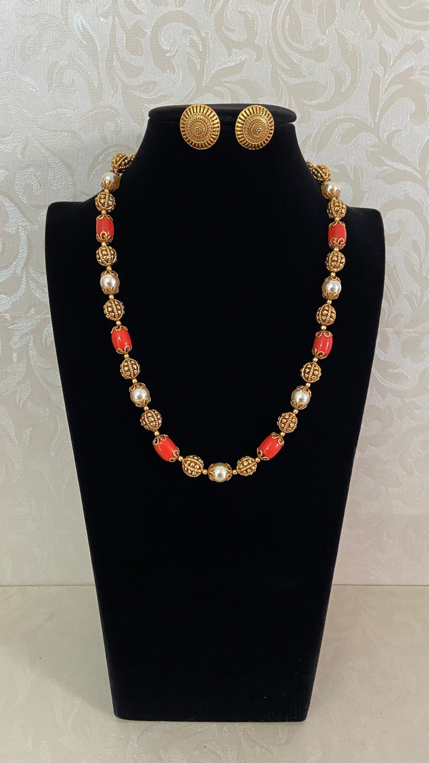 Coral & Pearl Nakshi Necklace  | Latest Indian jewelry