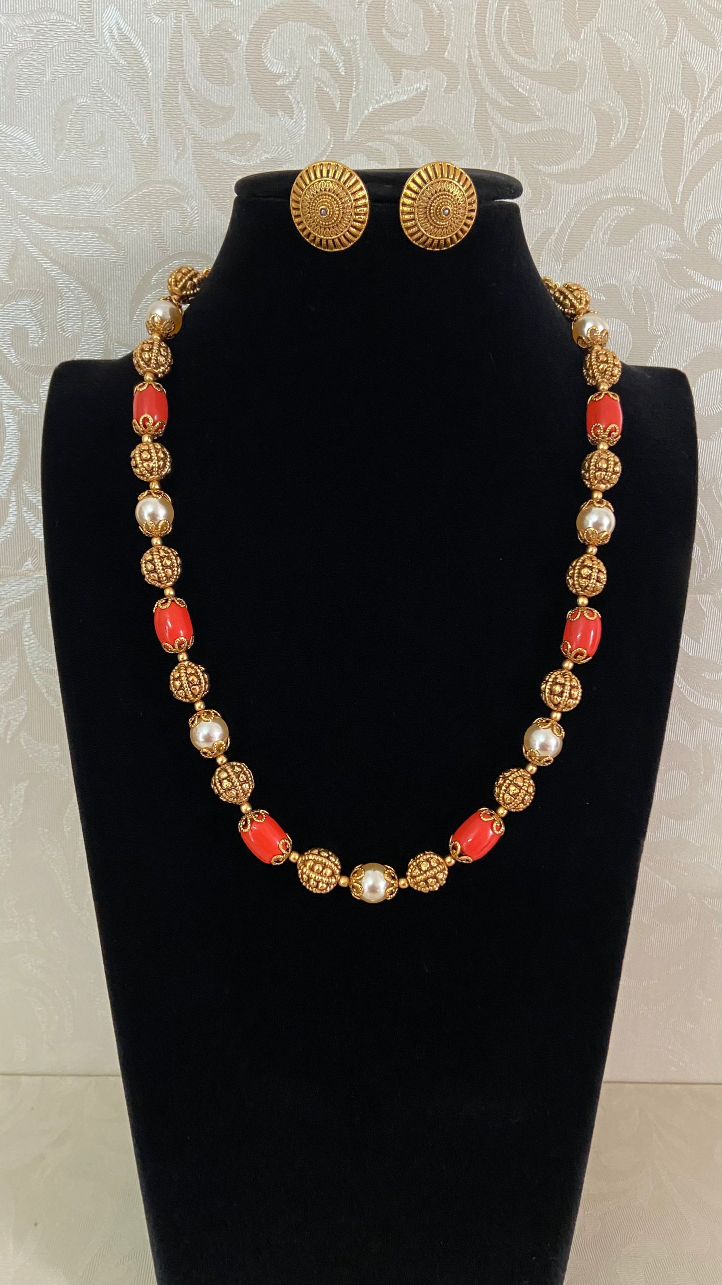Coral & Pearl Nakshi Necklace  | Latest Indian jewelry