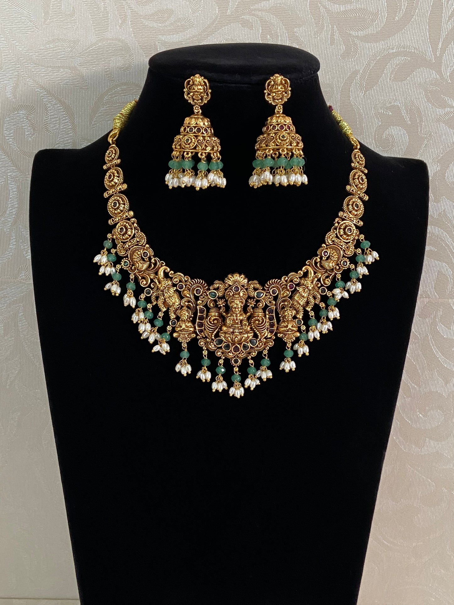 Antique Temple Lakshmi Necklace Set | Traditional South Indian Jewelry