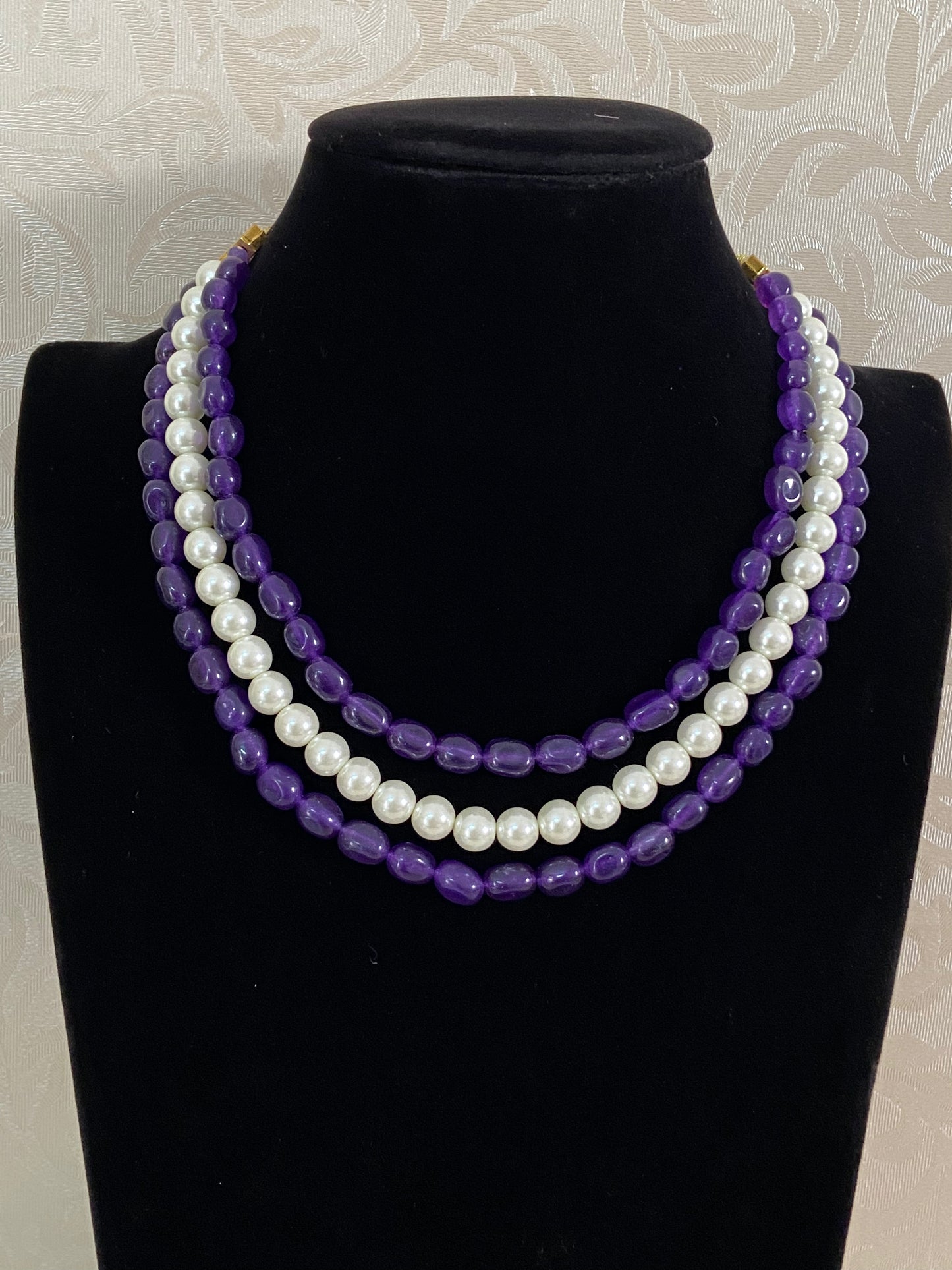 Onyx Beads & Pearls necklace | Indian Jewelry
