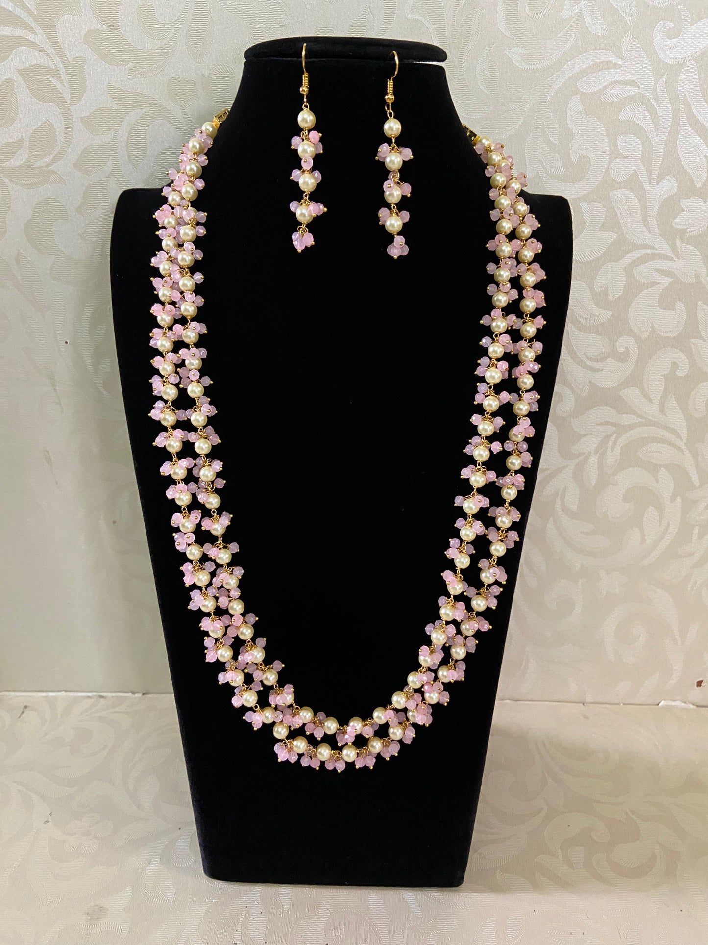 Beads with Pearls Long Necklace & Earrings | Indian Jewelry In USA