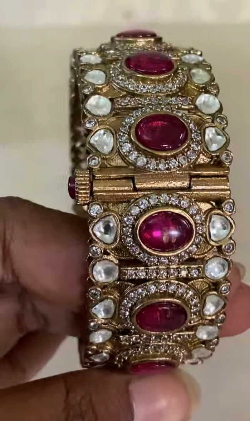 Victorian Kundan Polki & Ruby Stone Bangle