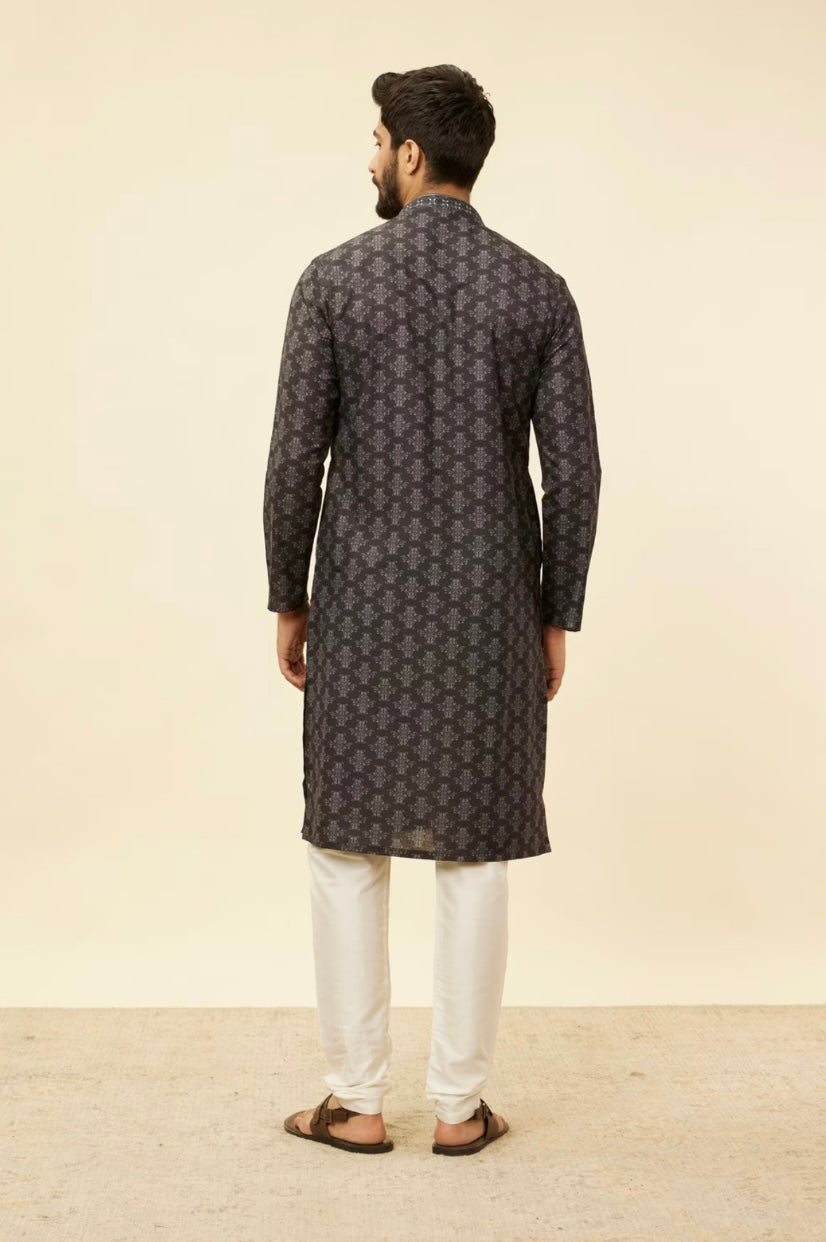 Charcoal Black Imperial Printed Kurta Set