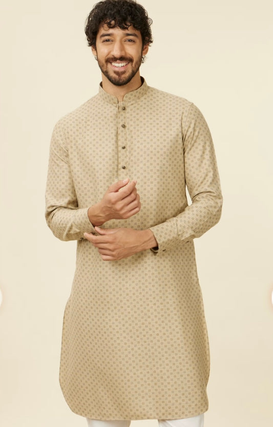 Beige Buta Patterned Kurta Only