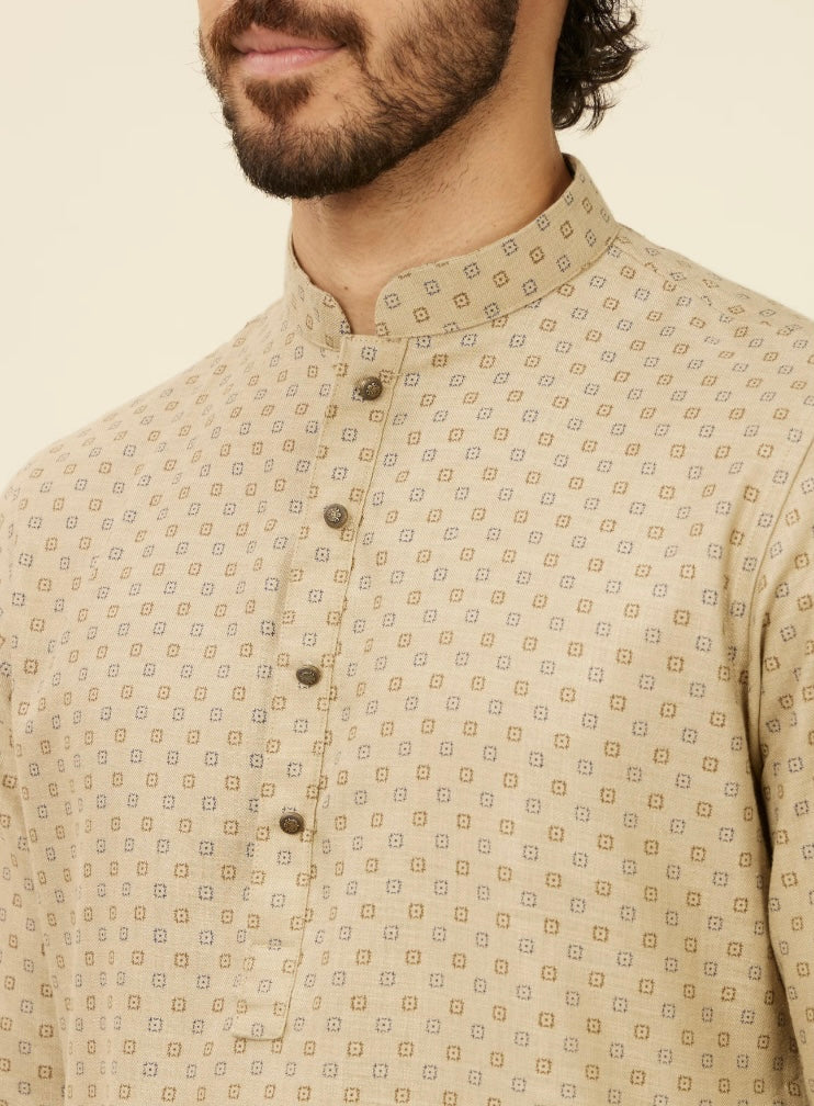 Beige Buta Patterned Kurta Only