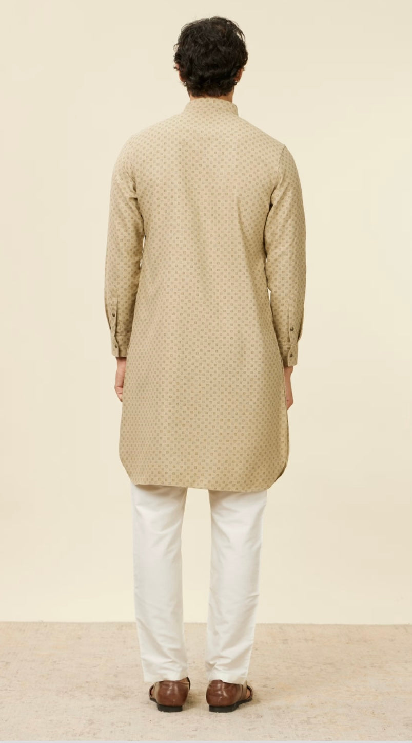 Beige Buta Patterned Kurta Only