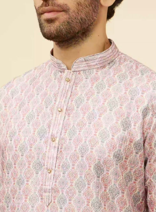 Rose Pink Jhallar Print Kurta Set