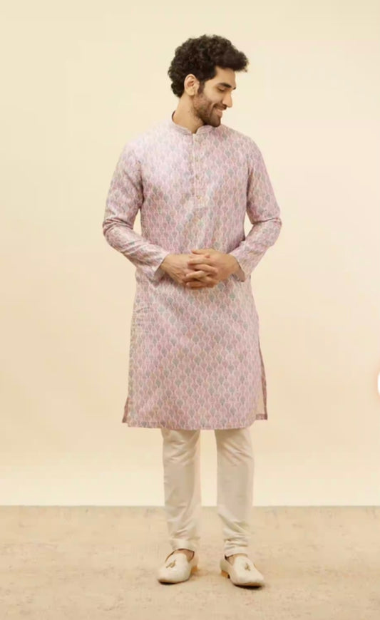 Rose Pink Jhallar Print Kurta Set