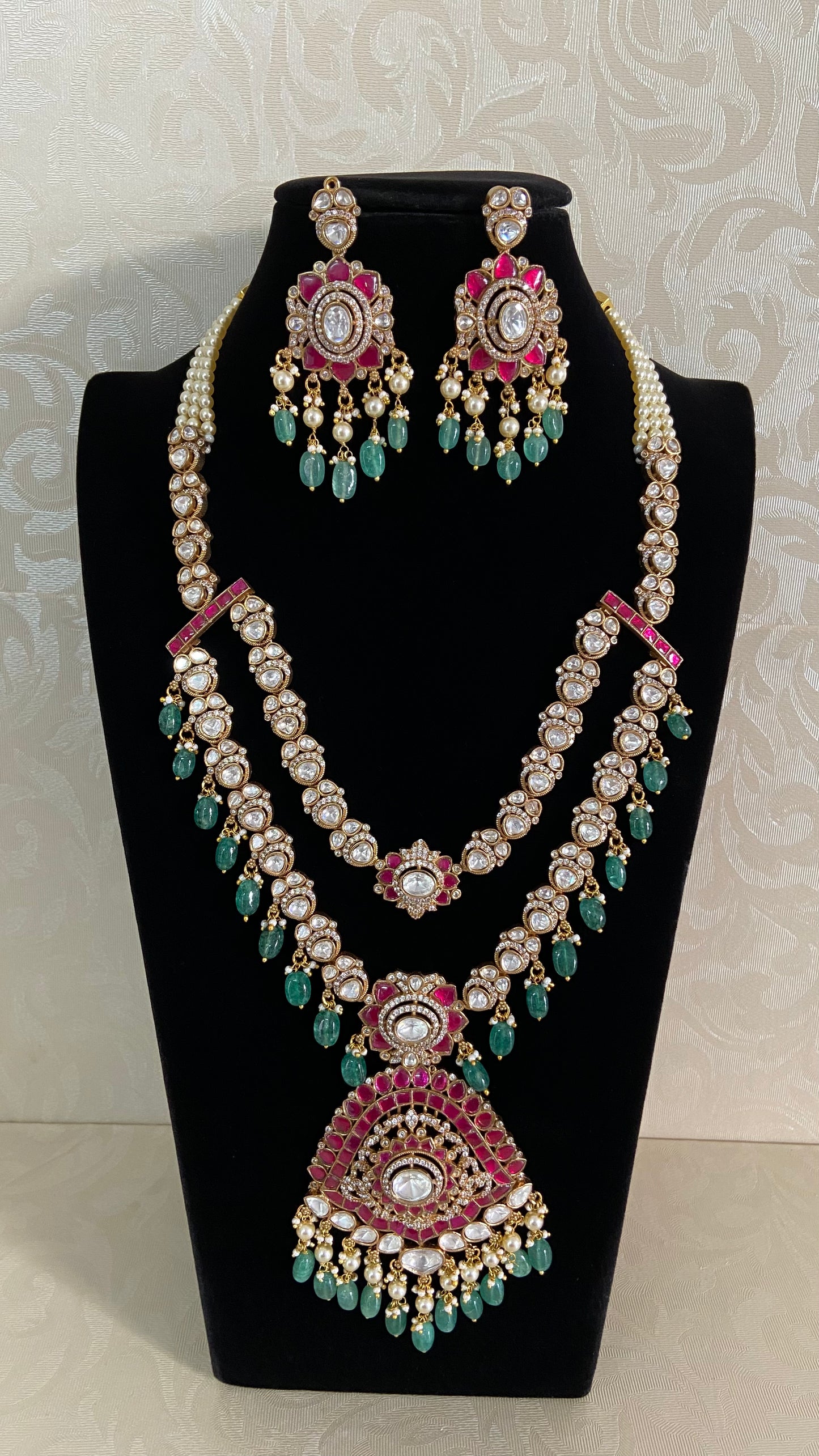 Premium Moissanites Kundan Necklace Set | Indian Bridal Necklace