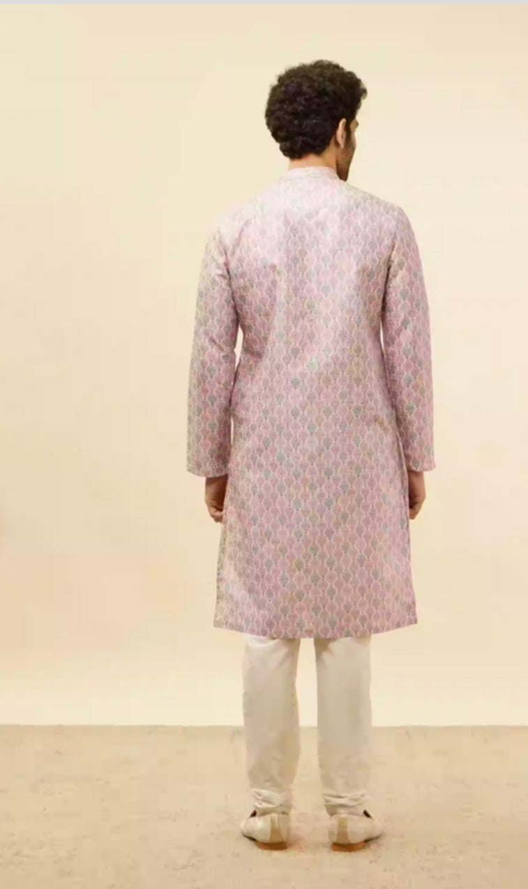 Rose Pink Jhallar Print Kurta Set