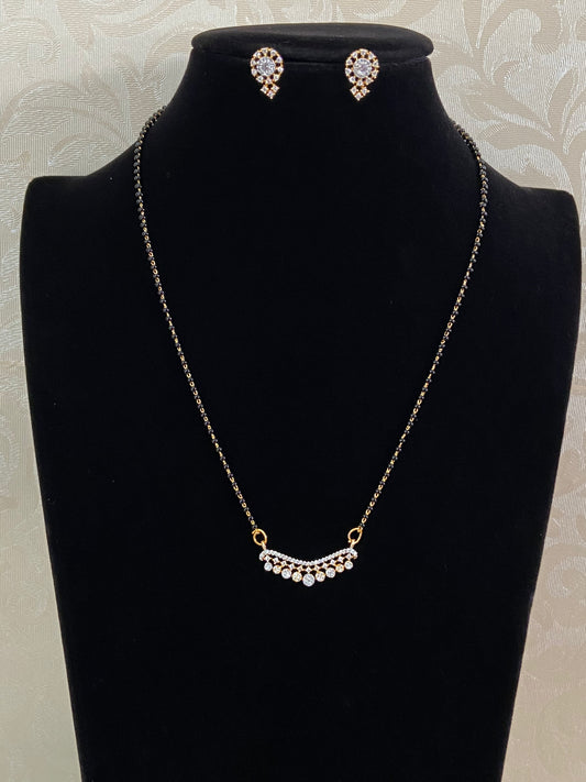 AD 2Tone Pendant Mangalsutra | Traditional Black Beads | Gift Idea