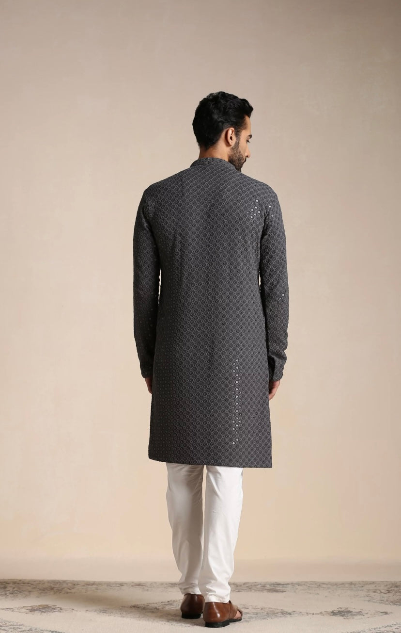 Light Grey Chikankari Kurta Set