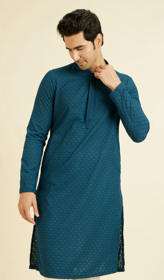 Berry Blue Chikankari Kurta Set