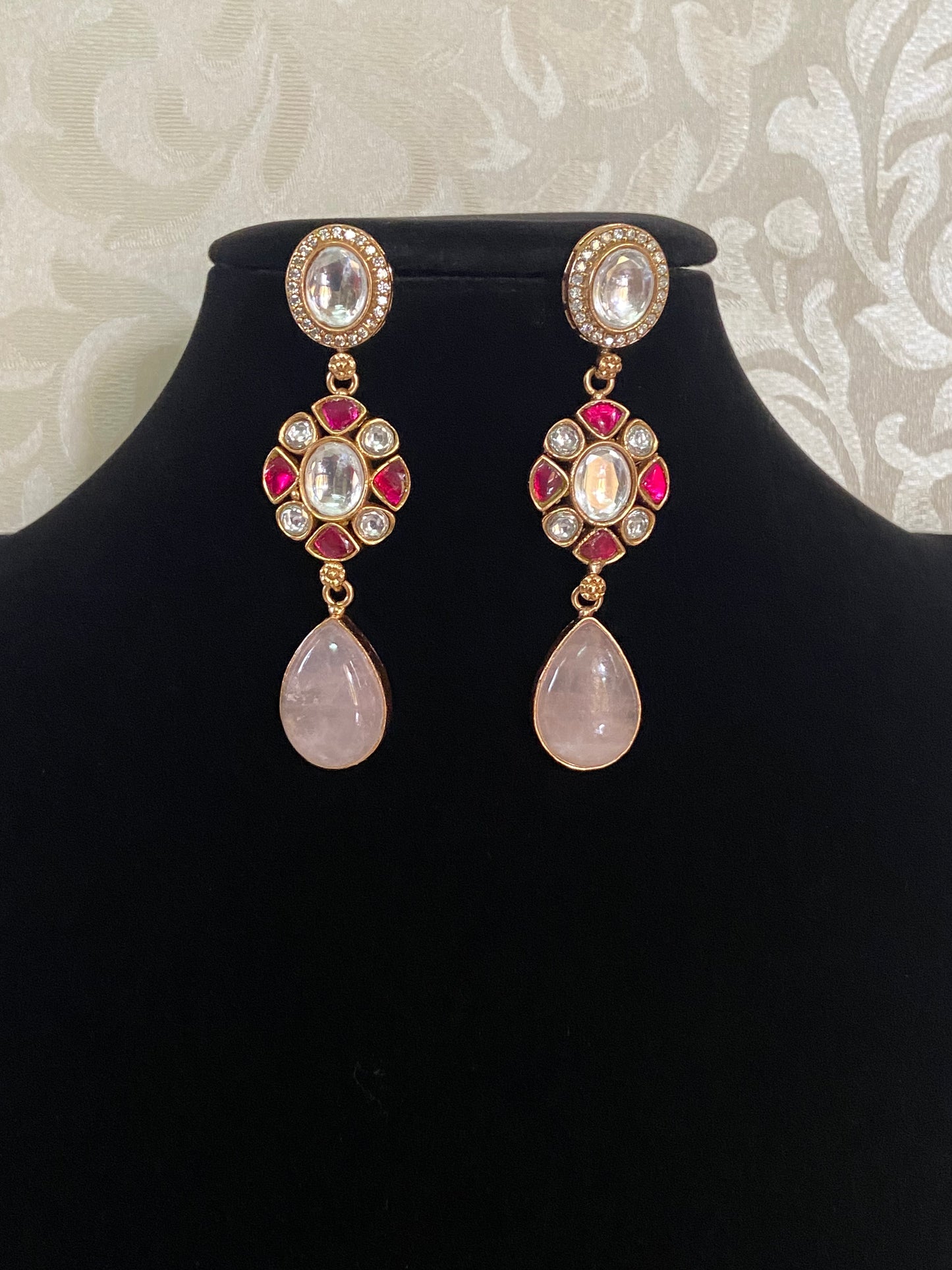 Moissanite Kundan Earrings | Fusion earrings