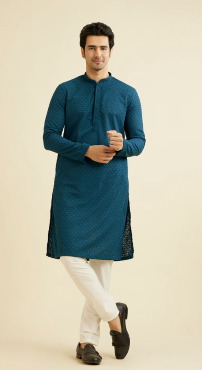 Berry Blue Chikankari Kurta Set