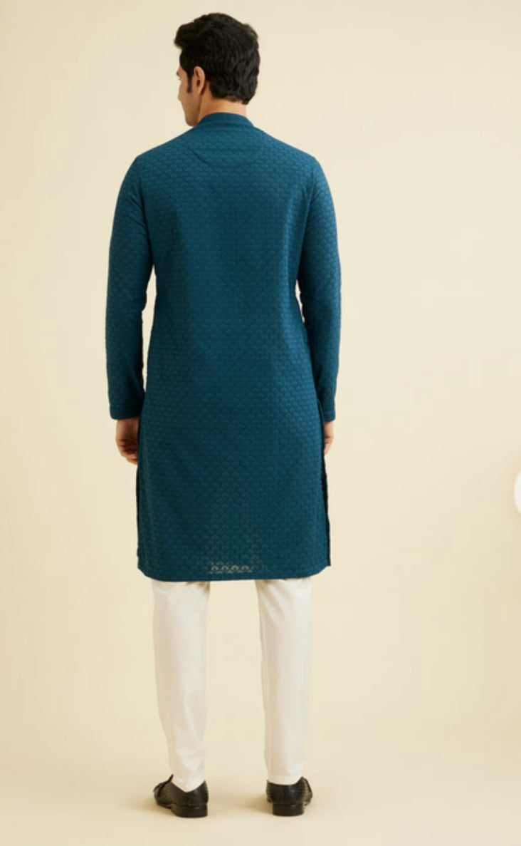 Berry Blue Chikankari Kurta Set