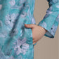 Boys Turquoise Floral Printed Kurta Set