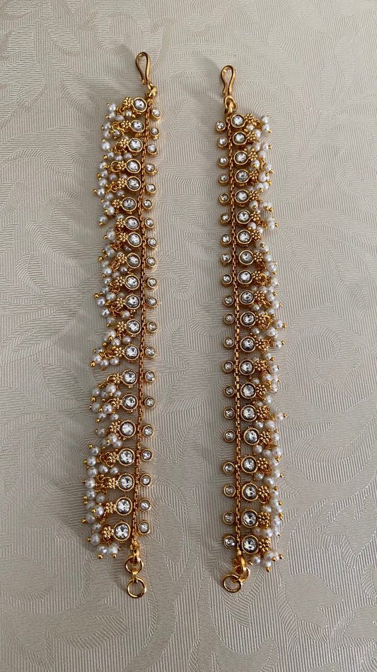 AD Pearl Champaswaralu | Indian Ear Chains | Hair accessories