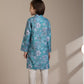 Boys Turquoise Floral Printed Kurta Set