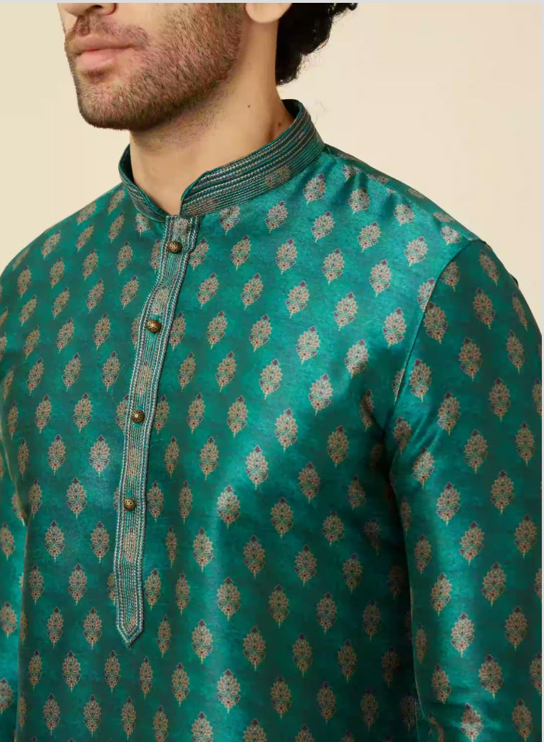 Metallic Green  Buta Printed Kurta Set