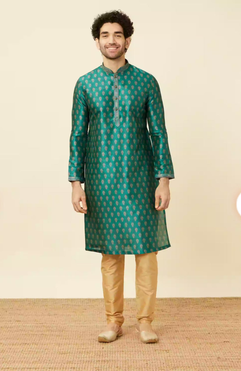 Metallic Green  Buta Printed Kurta Set