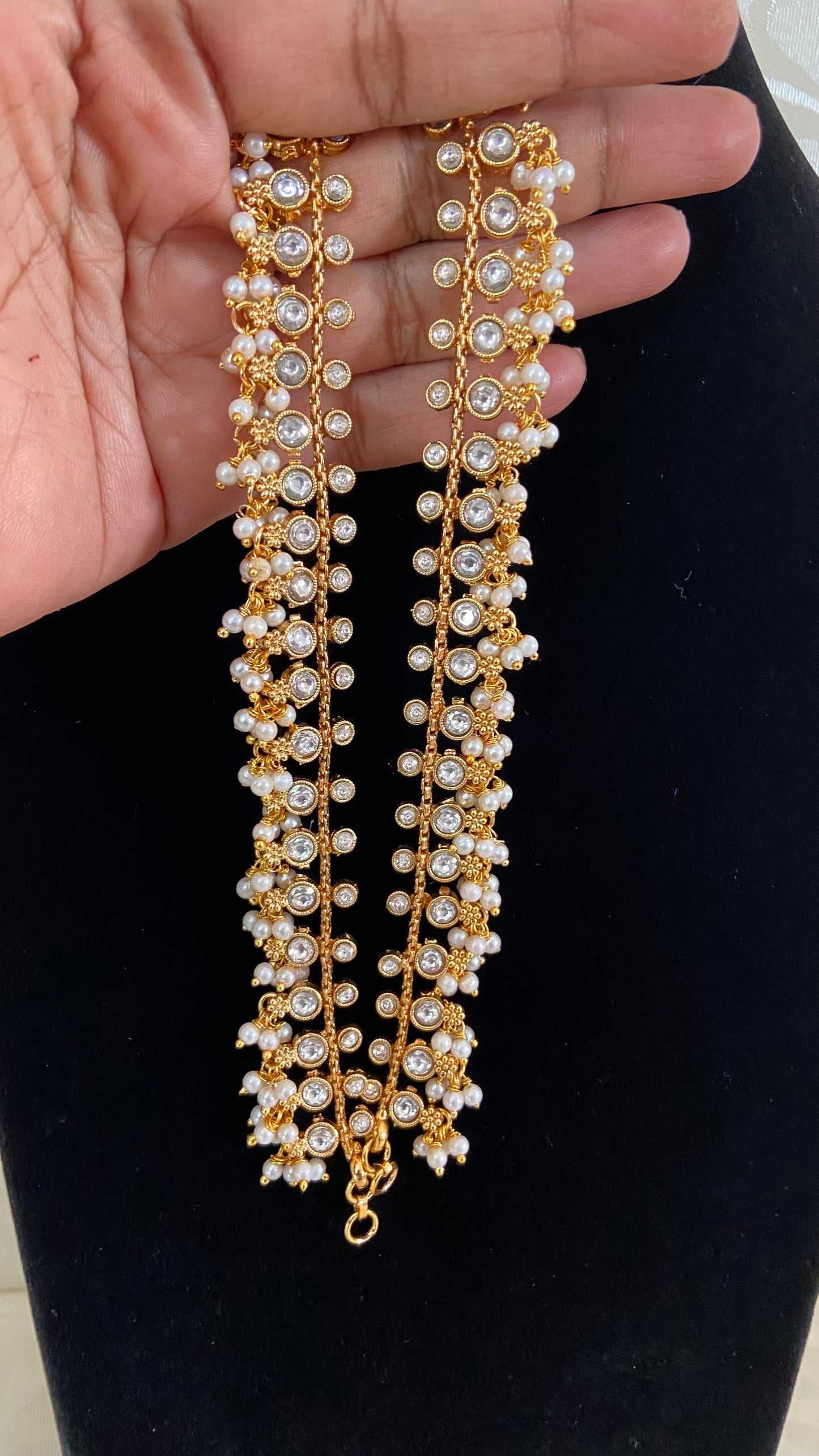 AD Pearl Champaswaralu | Indian Ear Chains | Hair accessories