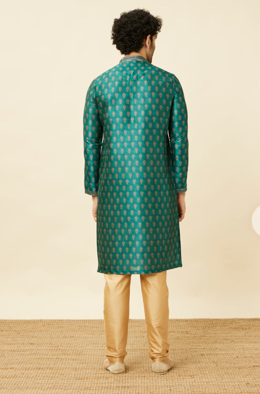 Metallic Green  Buta Printed Kurta Set