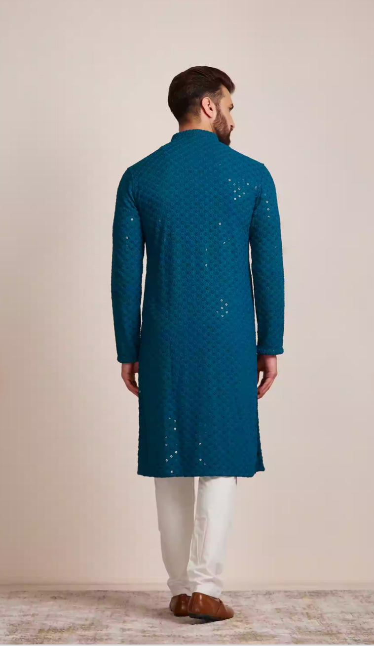 Feroze  Blue Chikankari Kurta Set