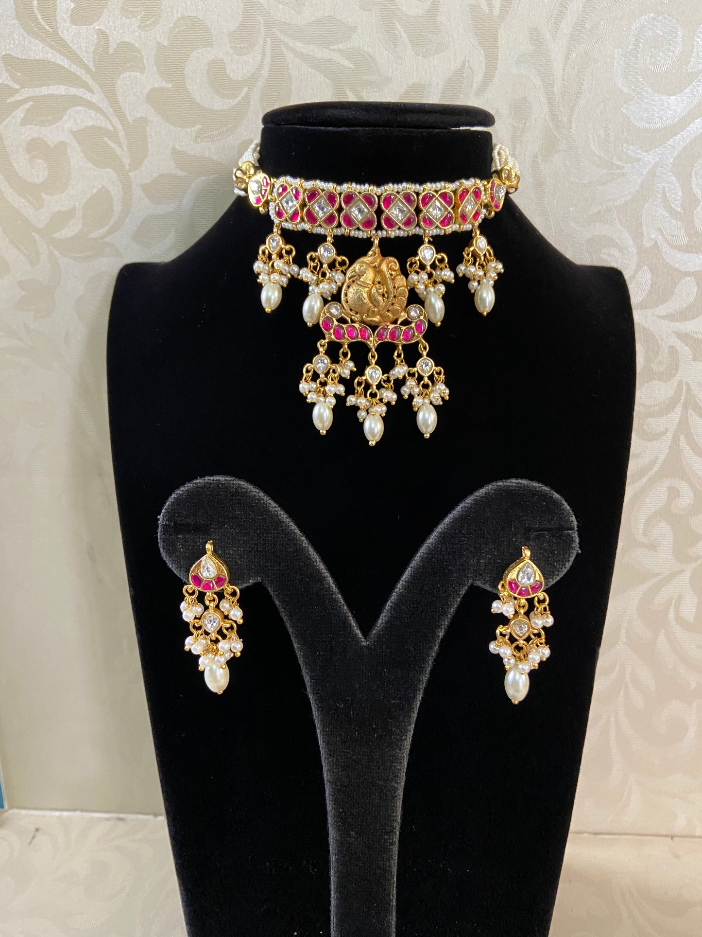 Jadau Kundan Pearl Choker Set | Indian Jewelry In USA