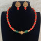 Coral Mala Necklace With Earrings |  Handmade jewelry