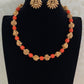 Coral Temple Lakshmi Beads Mala with Studs | Traditional Jewelry