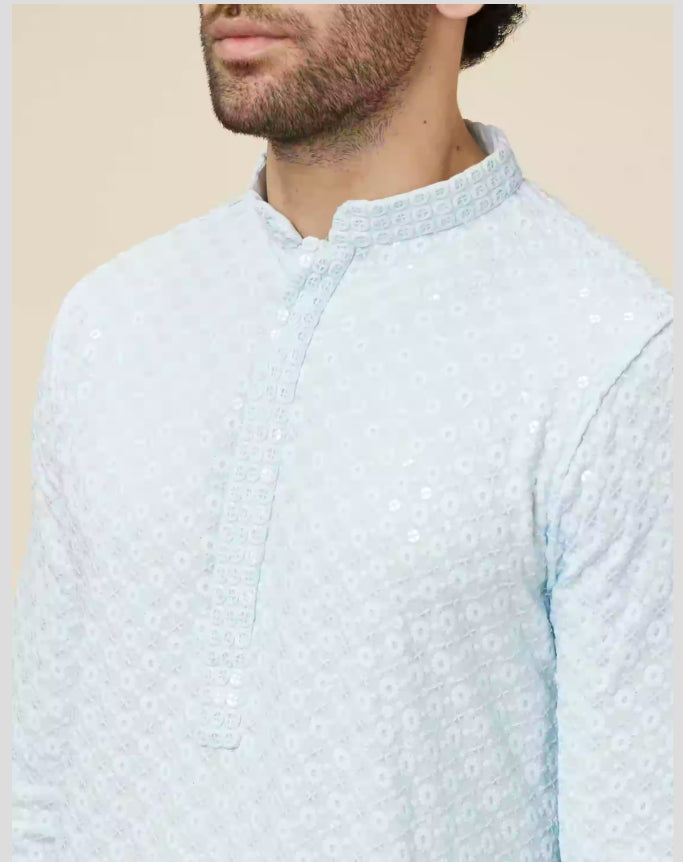 Lite Blue Chikankari Kurta Set