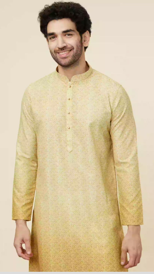 Mehandi Green Trellis Patterned Ombre Dyed Kurta