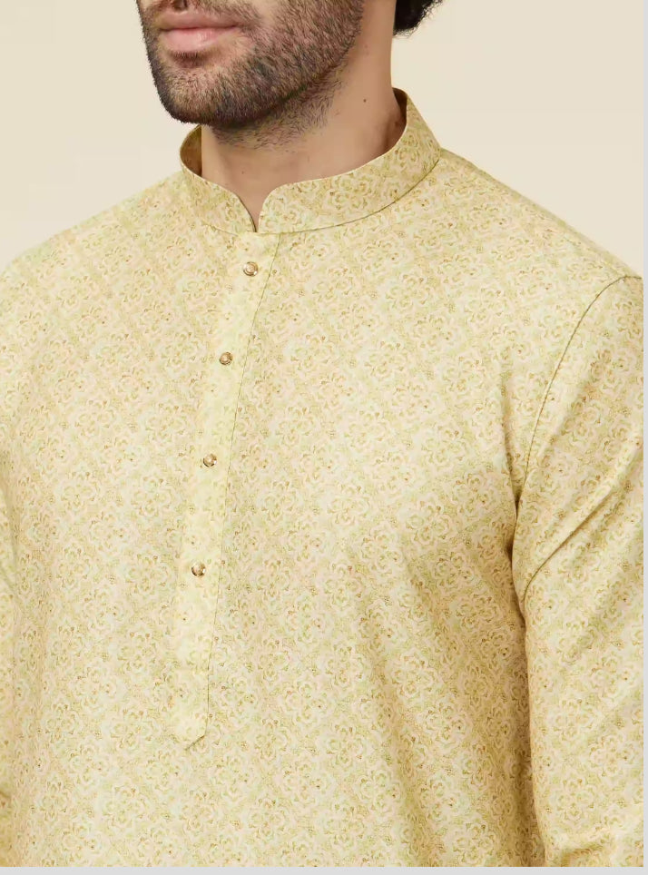 Mehandi Green Trellis Patterned Ombre Dyed Kurta