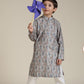 Boys Soft Beige Jaal Patterned Kurta Set