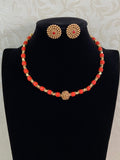 Coral Mala Necklace with Studs | Handmade Jewelry