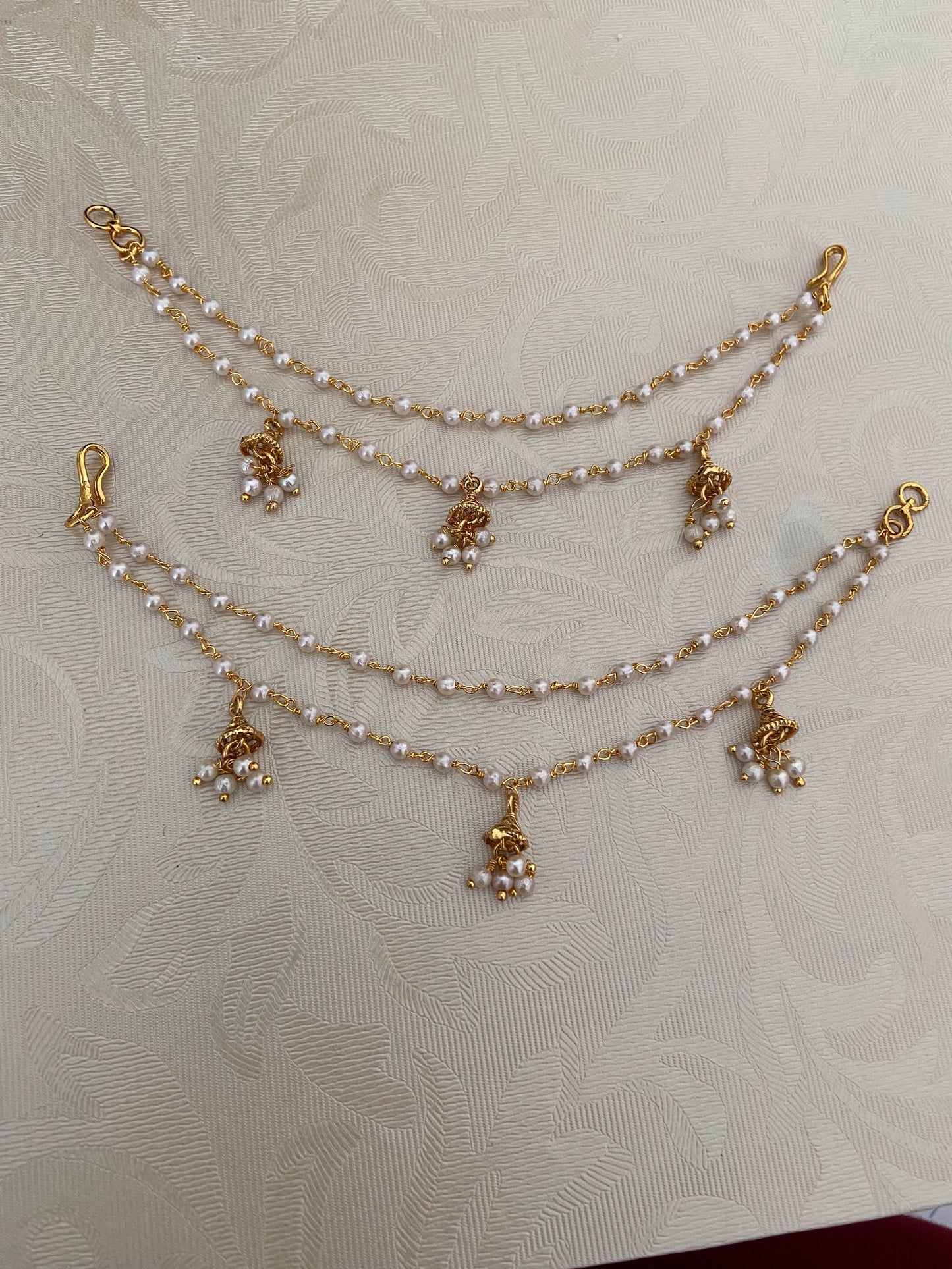 Pearl Champaswaralu | Hair accessories | indian Ear Chains