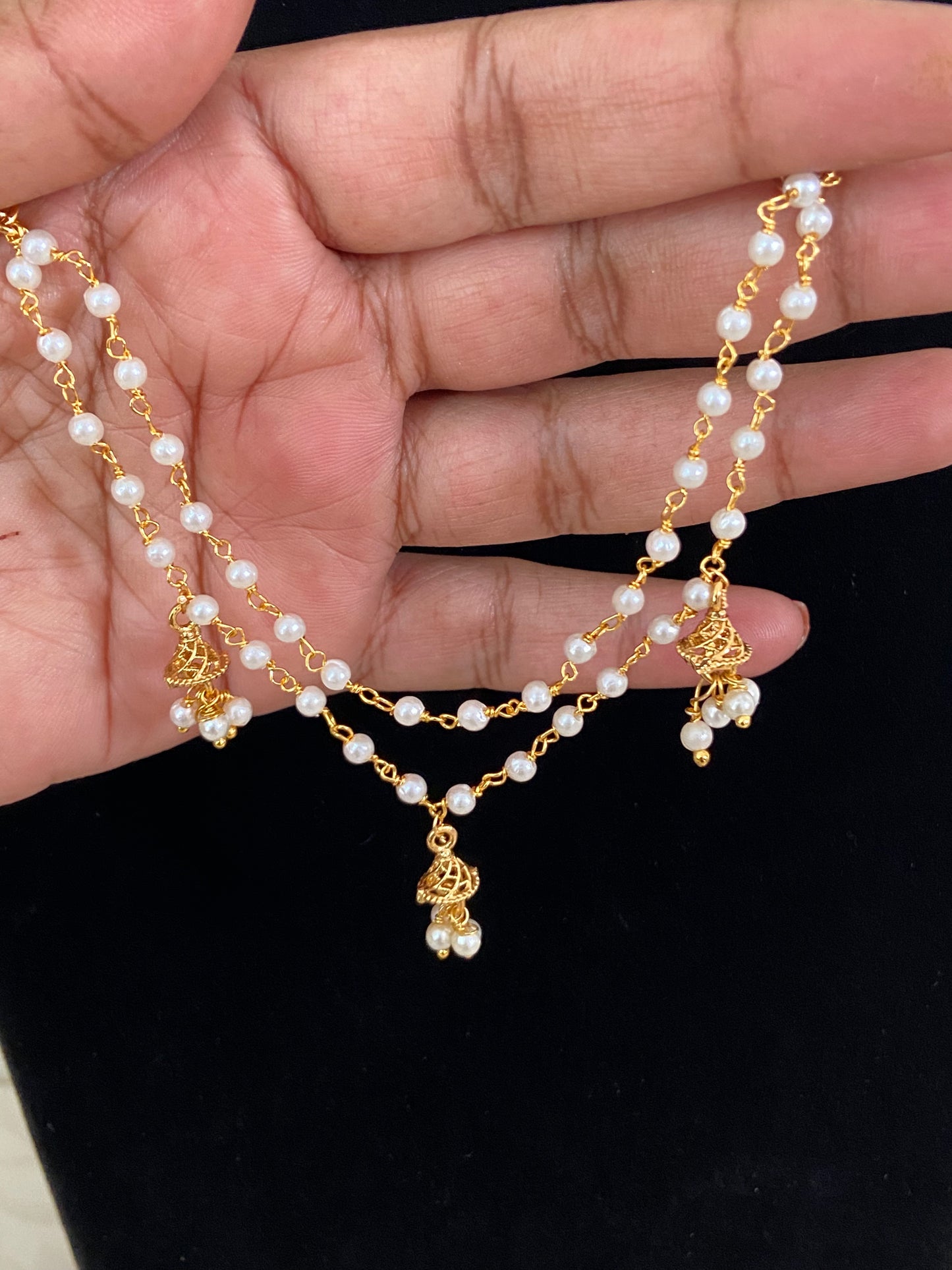 Pearl Champaswaralu | Hair accessories | indian Ear Chains
