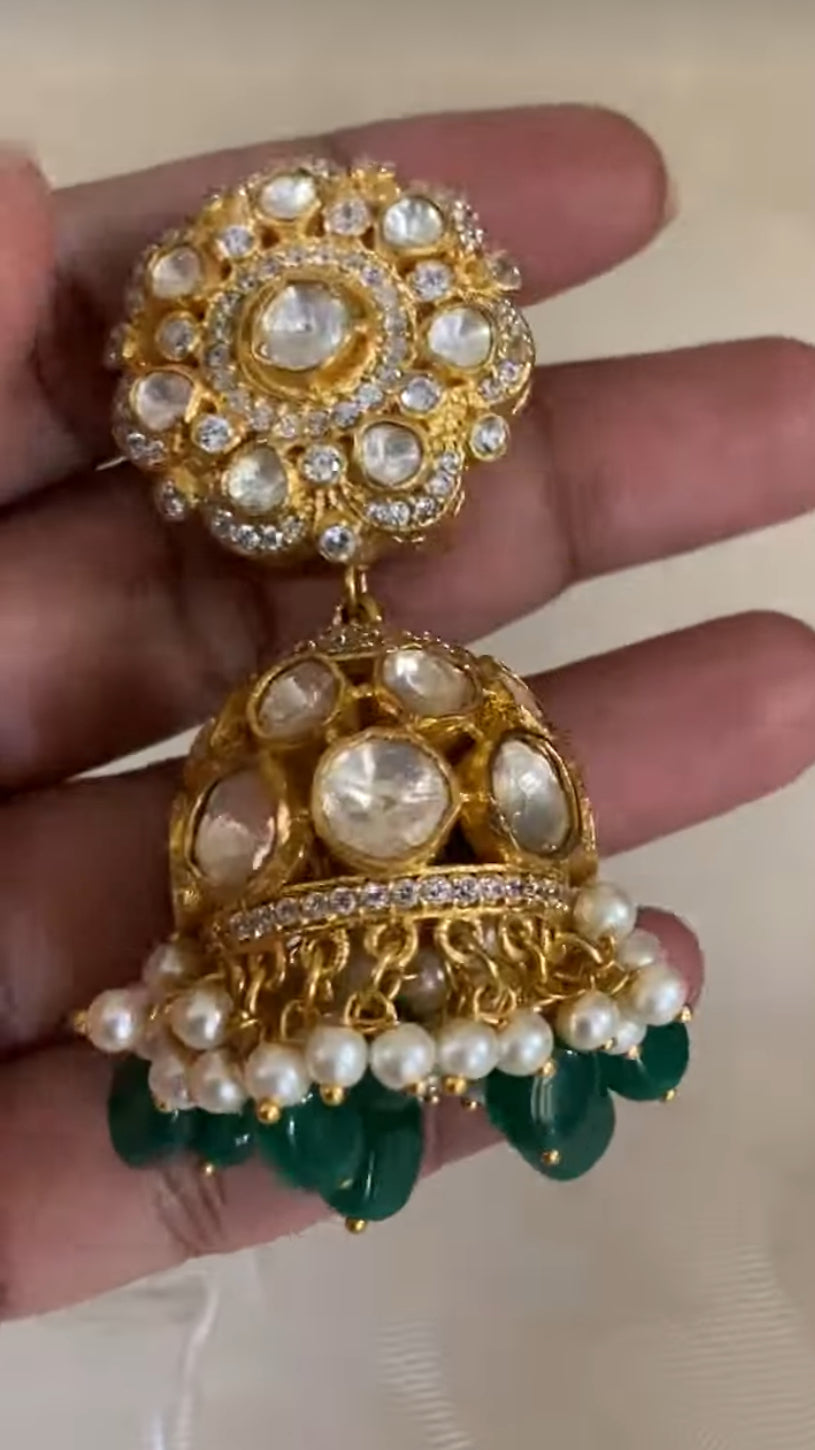 Moissanite  Kundan Jumki | Bridal jewelry