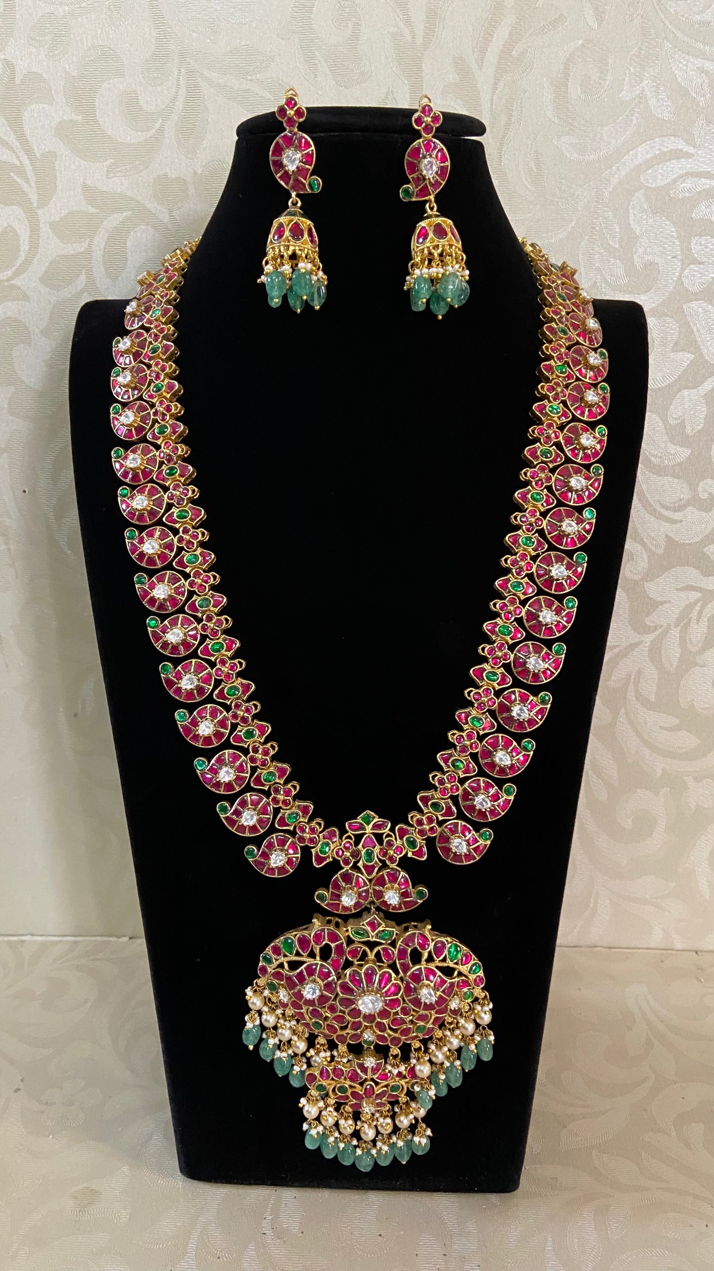 2 in 1 Jadau kundan Mango long necklace Set | Latest Necklace | Indian Bridal Jewelry In USA