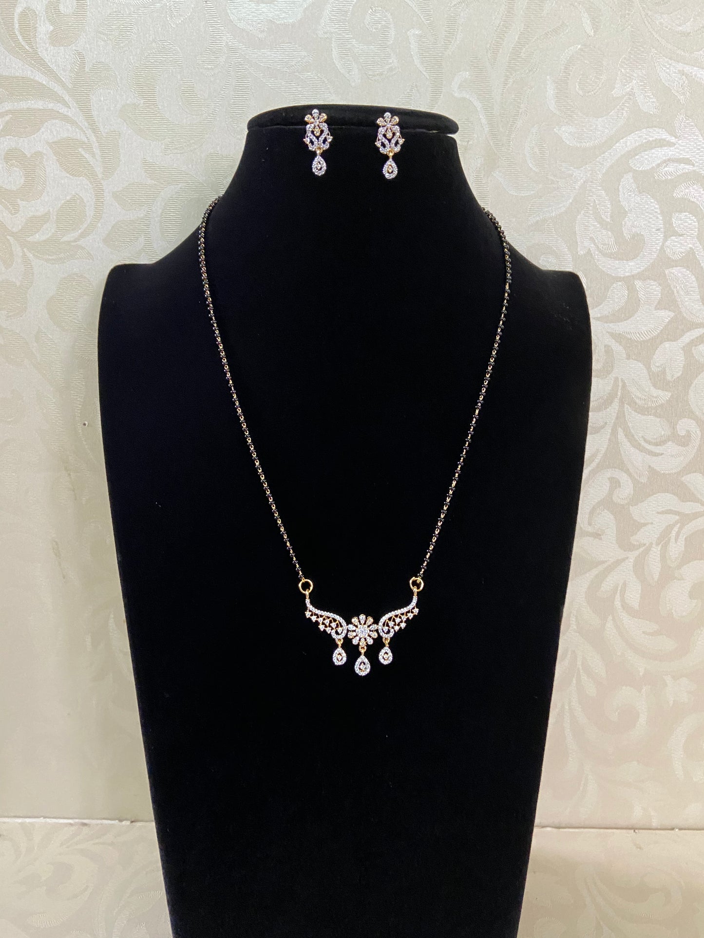 AD 2Tone Pendant Mangalsutra | Traditional Black Beads | Gift Idea