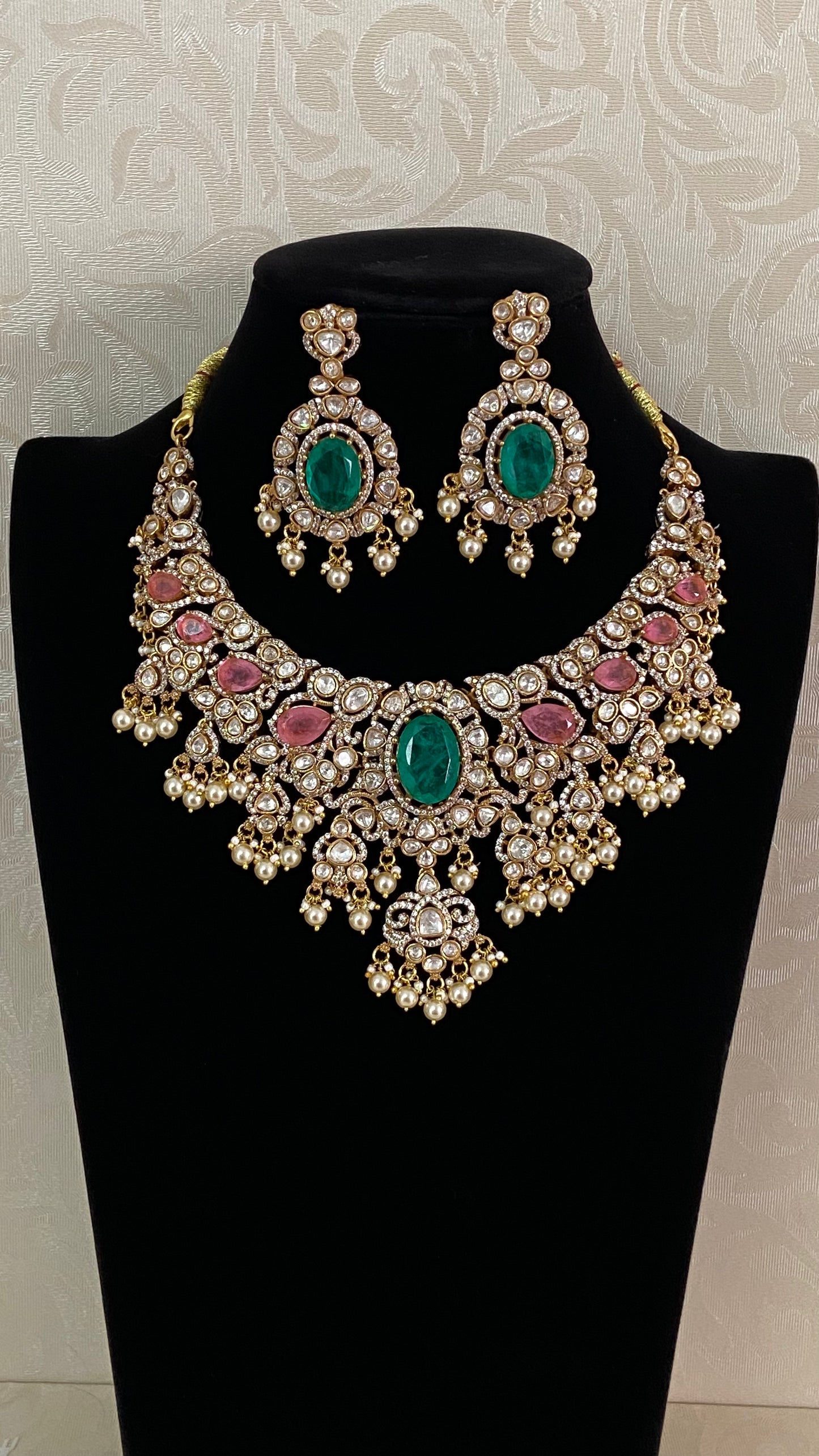 AD Polki Kundan Bridal Necklace Set | Indian Jewelry In USA