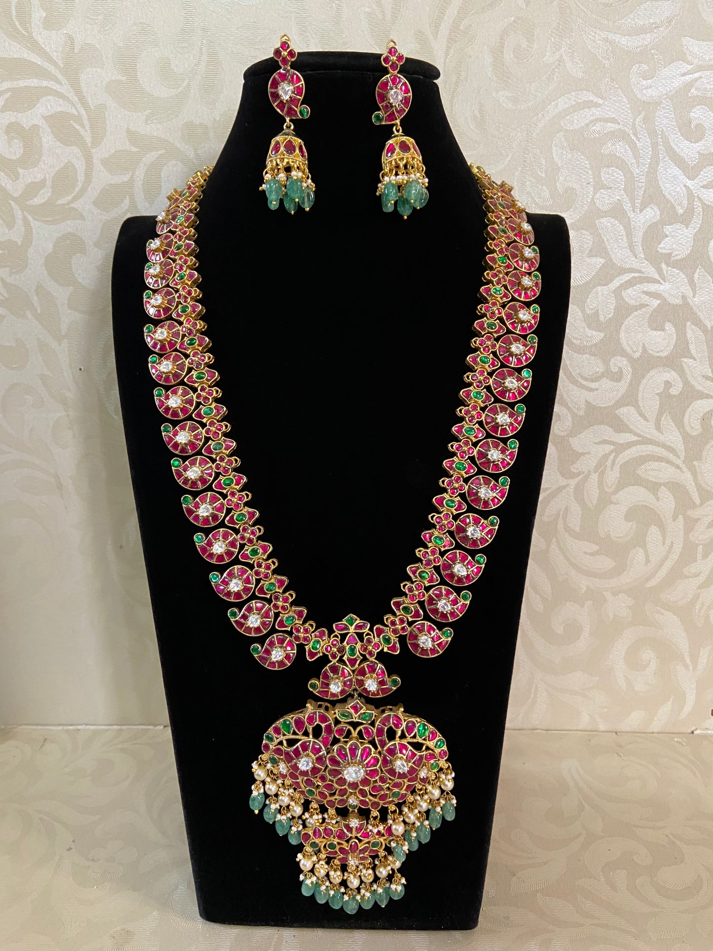 2 in 1 Jadau kundan Mango long necklace Set | Latest Necklace | Indian Bridal Jewelry In USA
