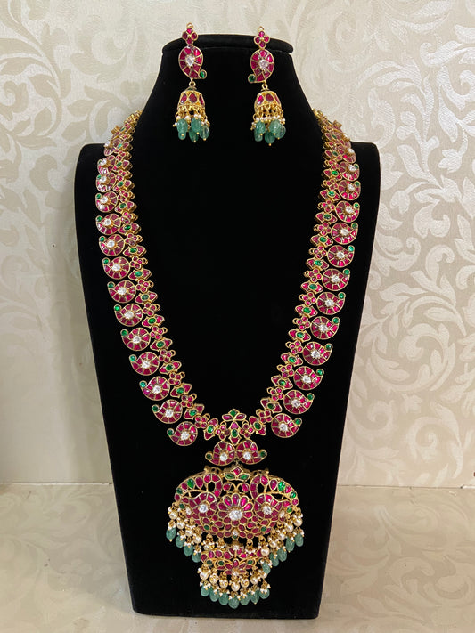 2 in 1 Jadau kundan Mango long necklace Set | Latest Necklace | Indian Bridal Jewelry In USA